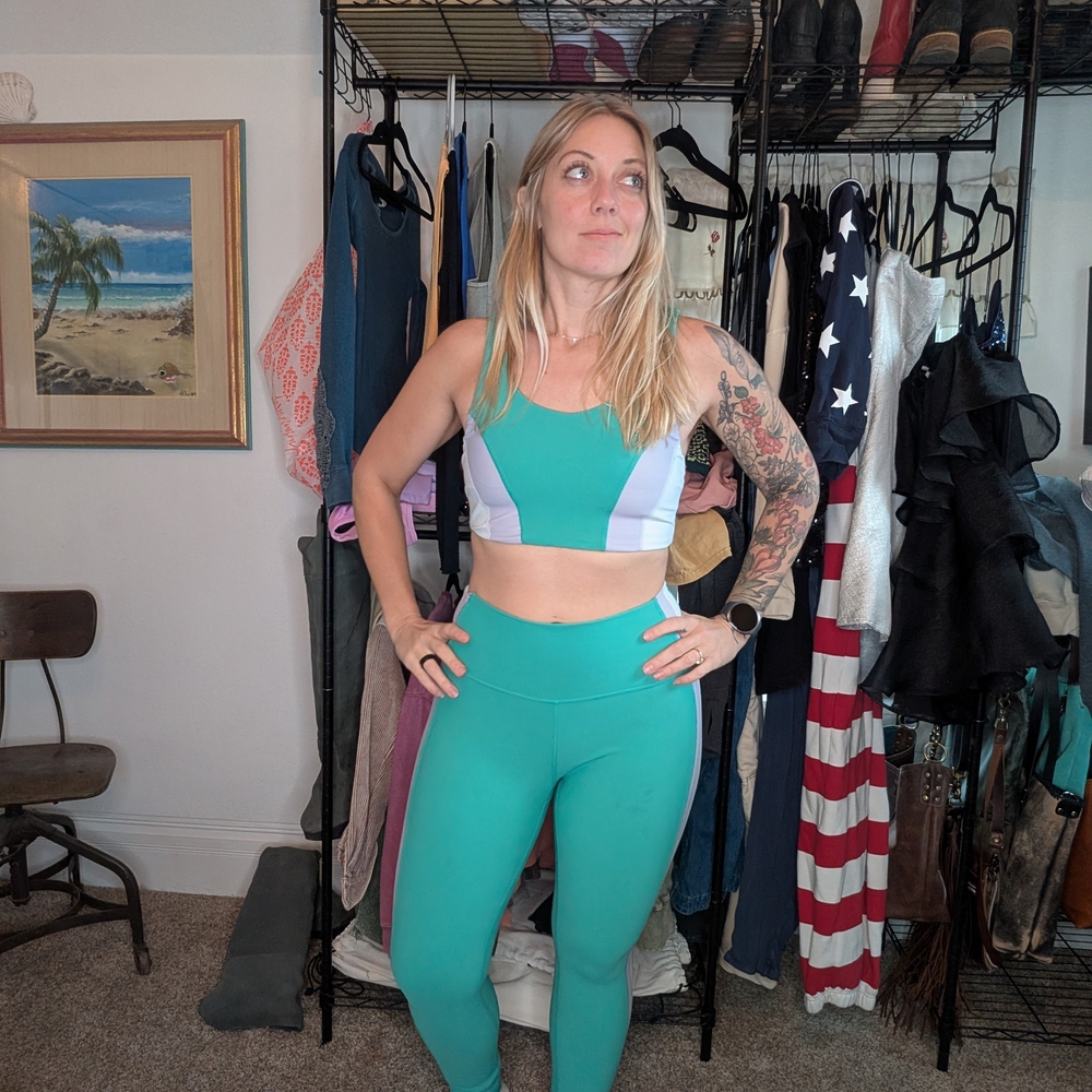 Women's Teal and Gray Activewear Set